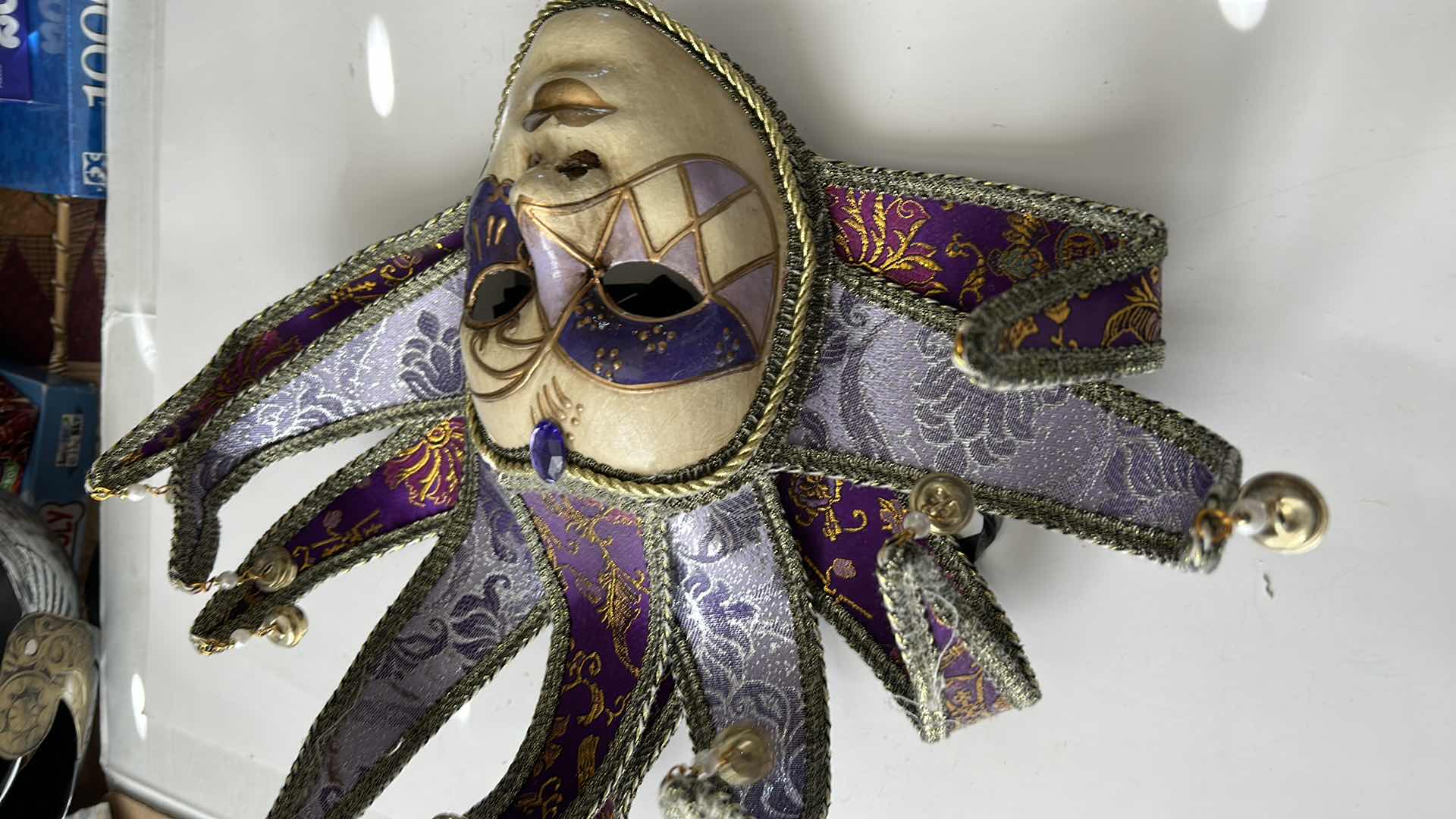 Photo 3 of VENETIAN MASQUERADE JESTER FULL FACE MASK 23” x 16”