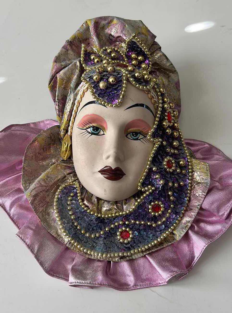 Photo 1 of VENETIAN MASQUERADE  FULL FACE MASK HANDPAINTED 12” x 12