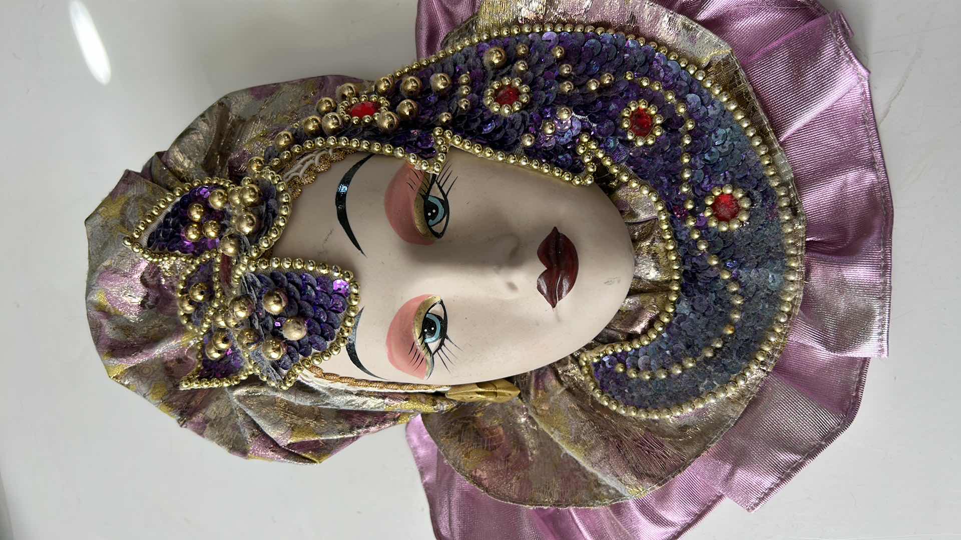 Photo 1 of VENETIAN MASQUERADE  FULL FACE MASK HANDPAINTED 12” x 12
