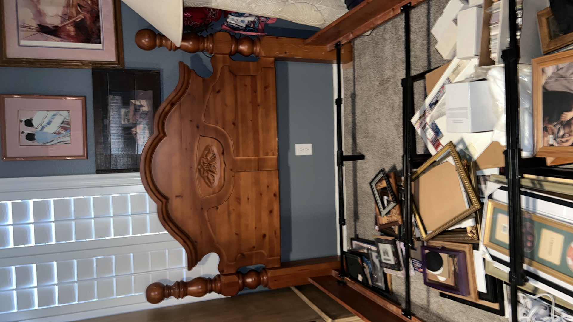 Photo 1 of KNOTTY PINE QUEEN BED FRAME ONLY  (CONTENTS AROUND BED NOT INCLUDED) 