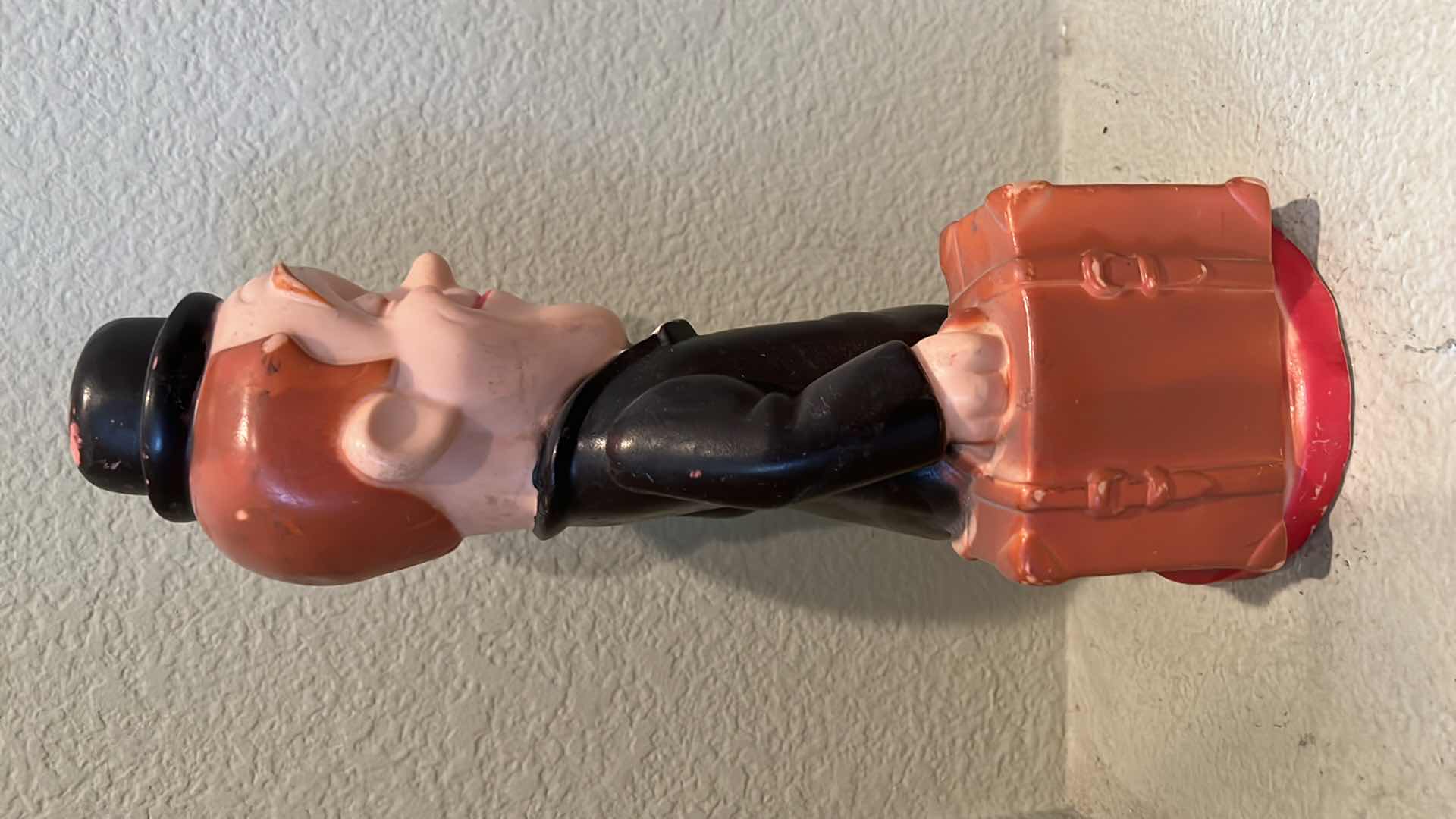 Photo 2 of VINTAGE  “STAN LAUREL” BLOWN PLASTIC PIGGY BANK H14”