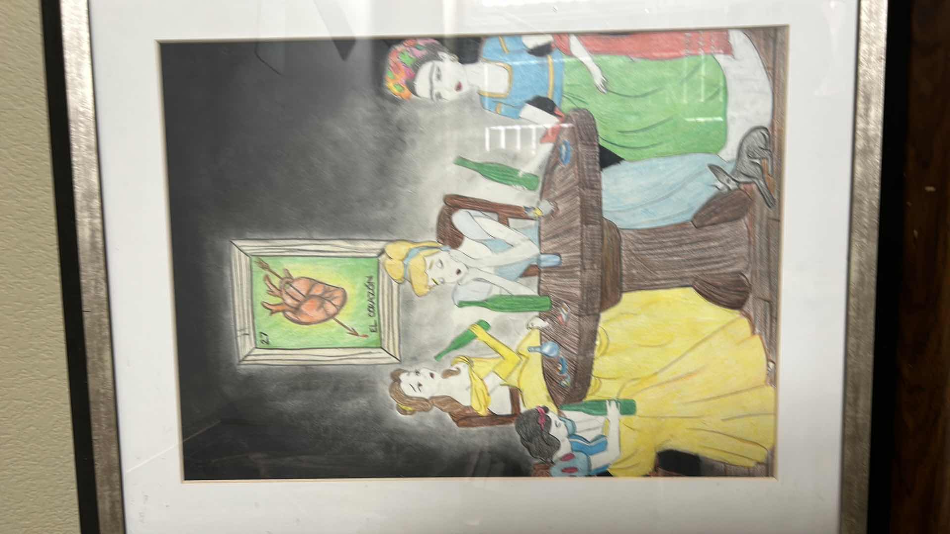 Photo 2 of PENCIL SKETCH "BROKEN HEART" FRAMED ARTWORK 25“ x 31“