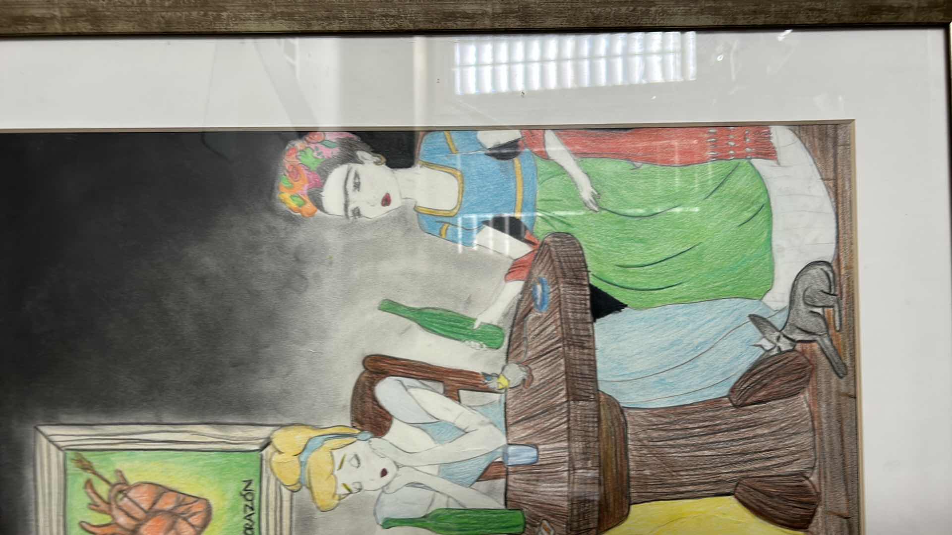 Photo 5 of PENCIL SKETCH "BROKEN HEART" FRAMED ARTWORK 25“ x 31“