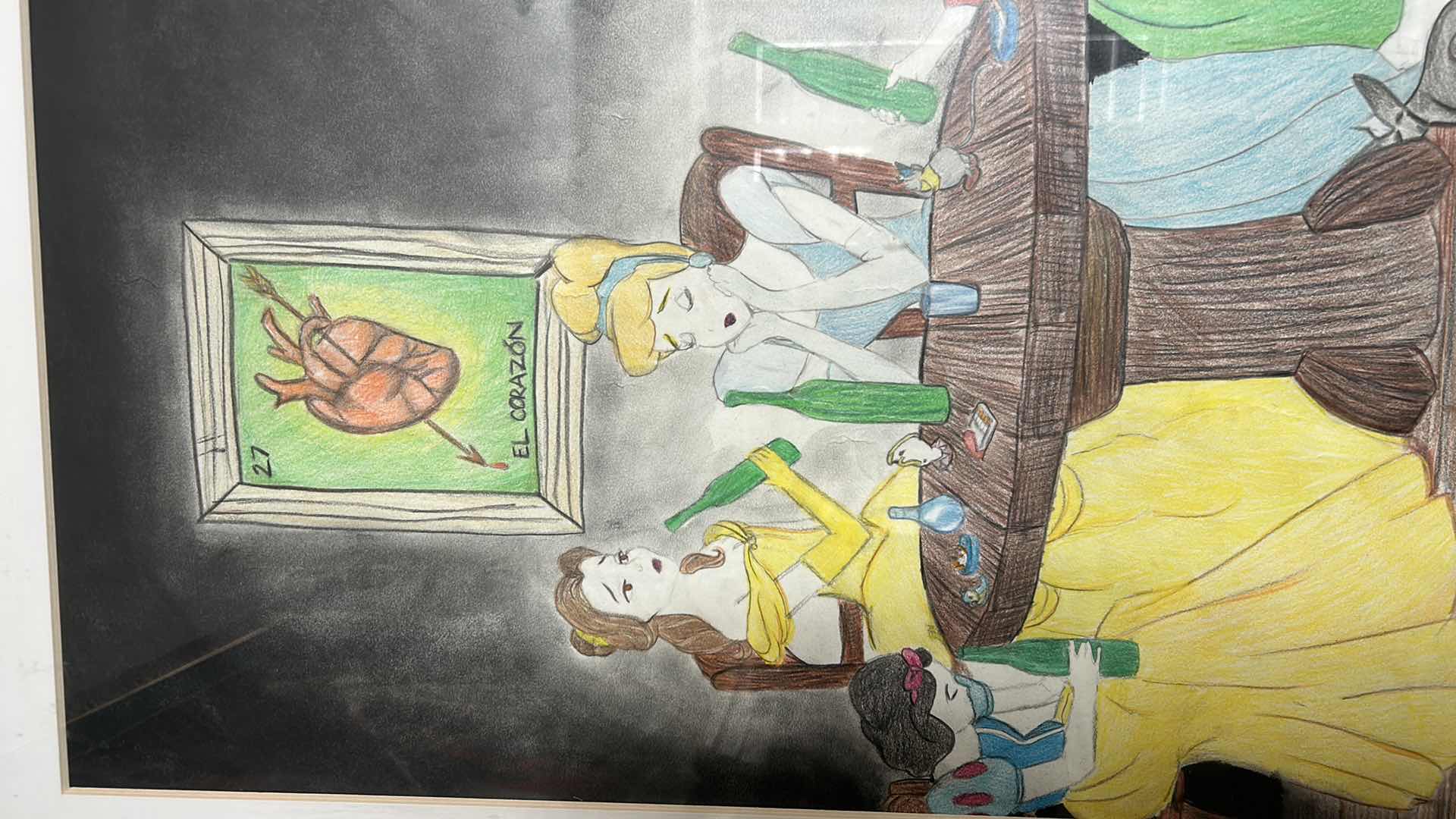 Photo 1 of PENCIL SKETCH "BROKEN HEART" FRAMED ARTWORK 25“ x 31“