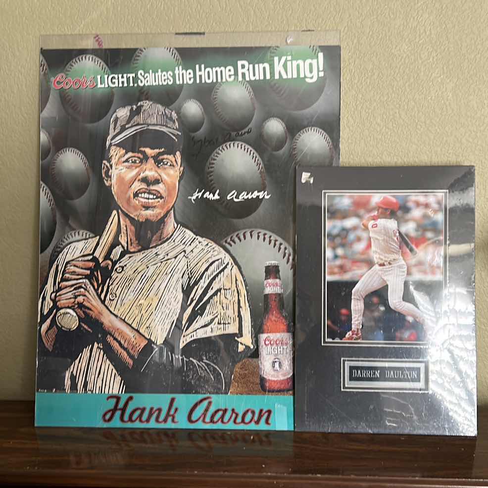 View 5 of BASEBALL COLLECTIBLES - HANK AARON SIGNED COORS POSTER  20" X  25" AND DARREN DAULTON MATTED PHOTO