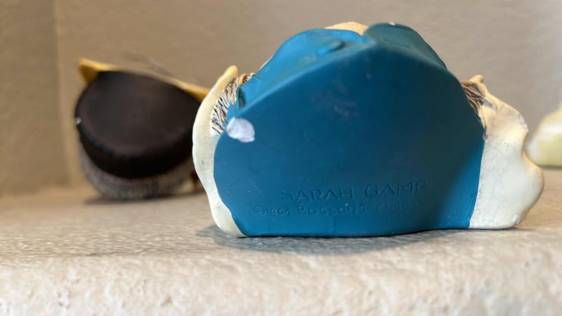 Photo 1 of 2-BOSSONS "SARAH GAMP & OLD SALT"  CHALKWARE WALL PLAQUES-ENGLAND H5”