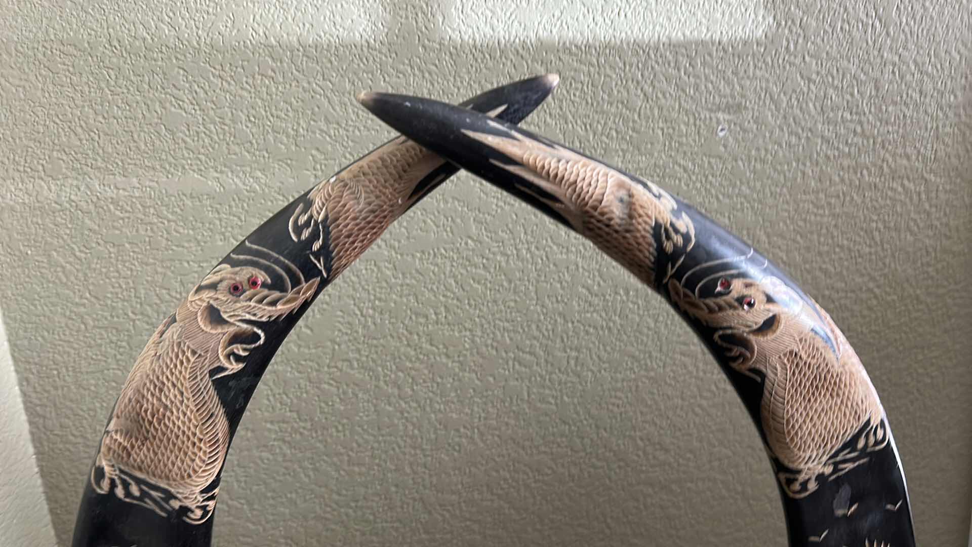 Photo 1 of 2 CARVED HORNS H16.5”