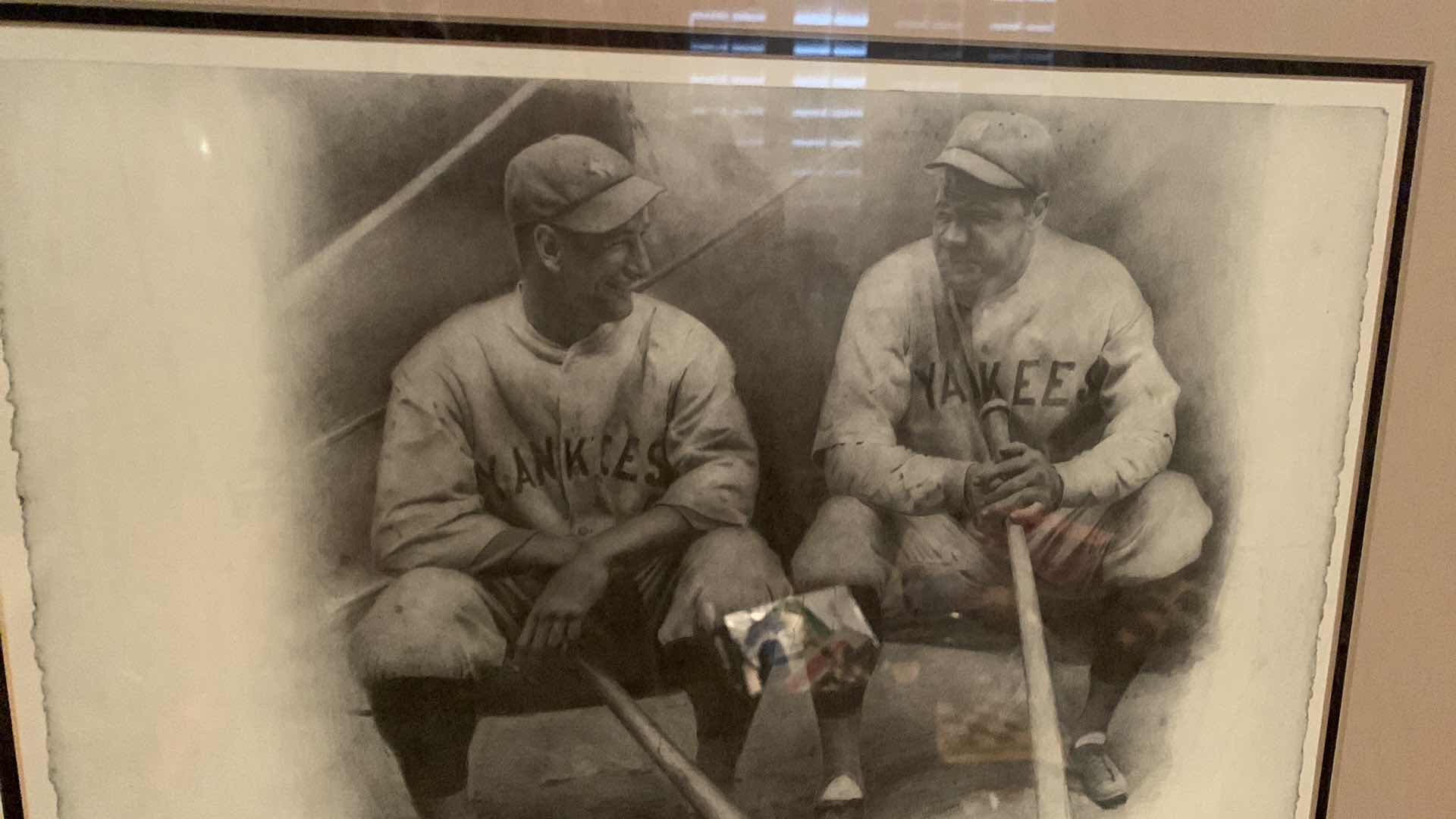 Photo 1 of LEGENDS OF THE GAME LOU GEHRIG AND BABE RUTH PRINT 26” X 20”