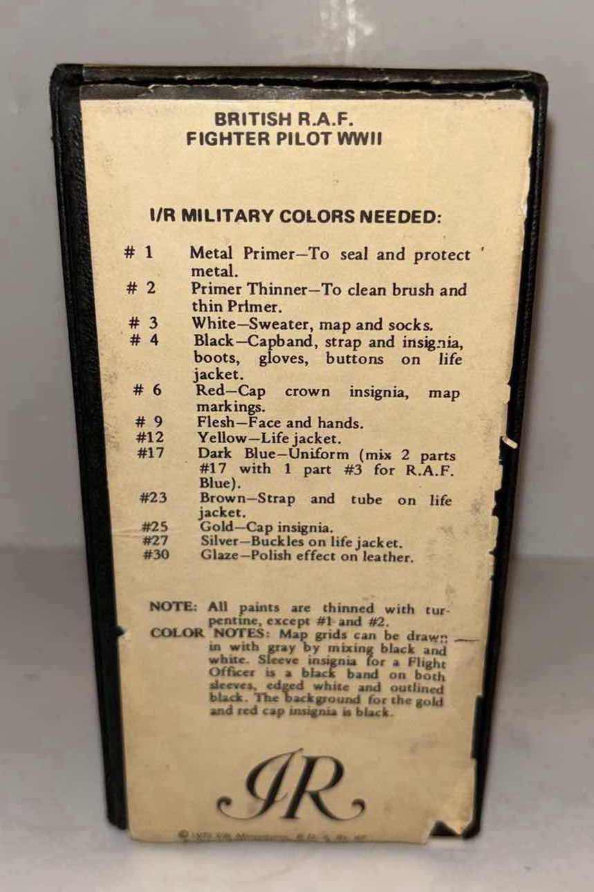 Photo 4 of I/R MINIATURES 1973 BRITISH R.A.F. FIGHTER PILOT WW II 1/24 SCALE ALL METAL MILITARY MINIATURE FIGURE (KIT NO K-303)