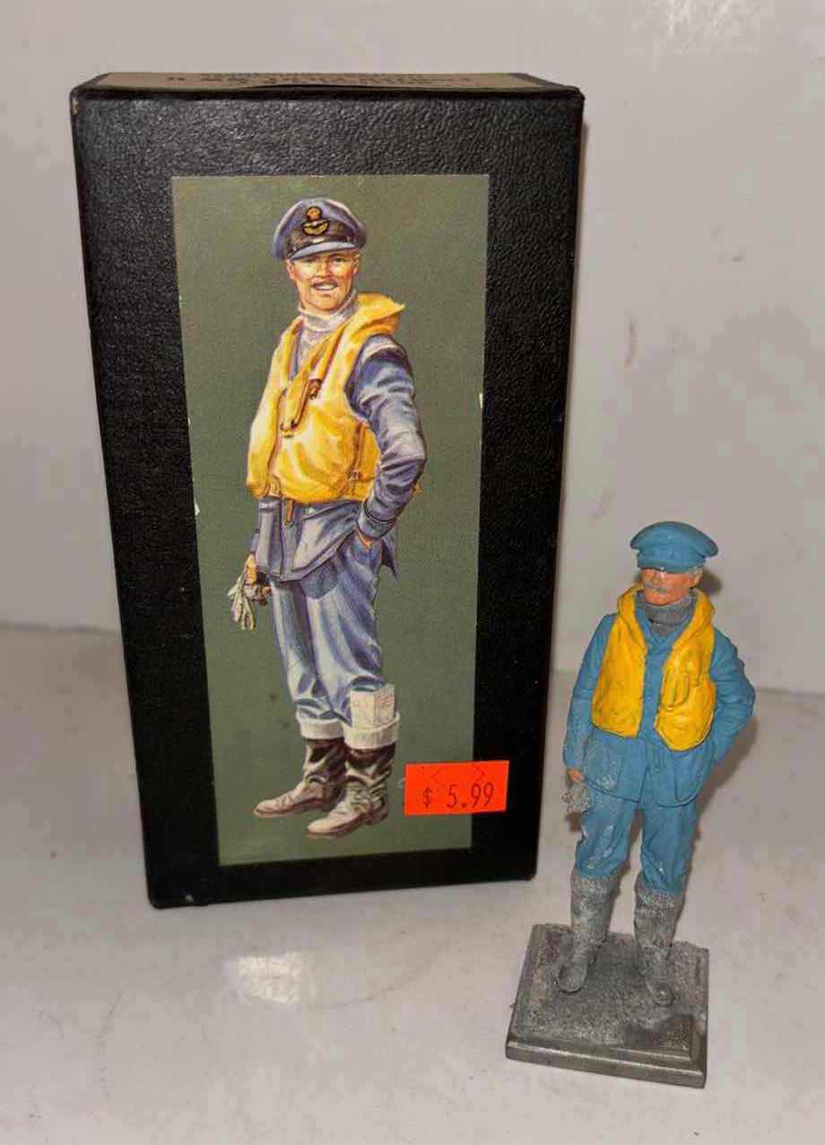Photo 1 of I/R MINIATURES 1973 BRITISH R.A.F. FIGHTER PILOT WW II 1/24 SCALE ALL METAL MILITARY MINIATURE FIGURE (KIT NO K-303)