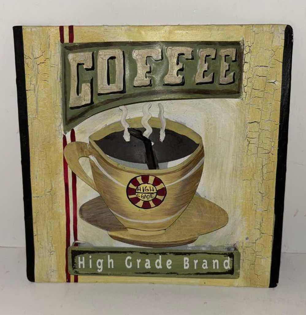 Photo 1 of METAL COFFEE WALL HANGINGS 9” x 9” (2)