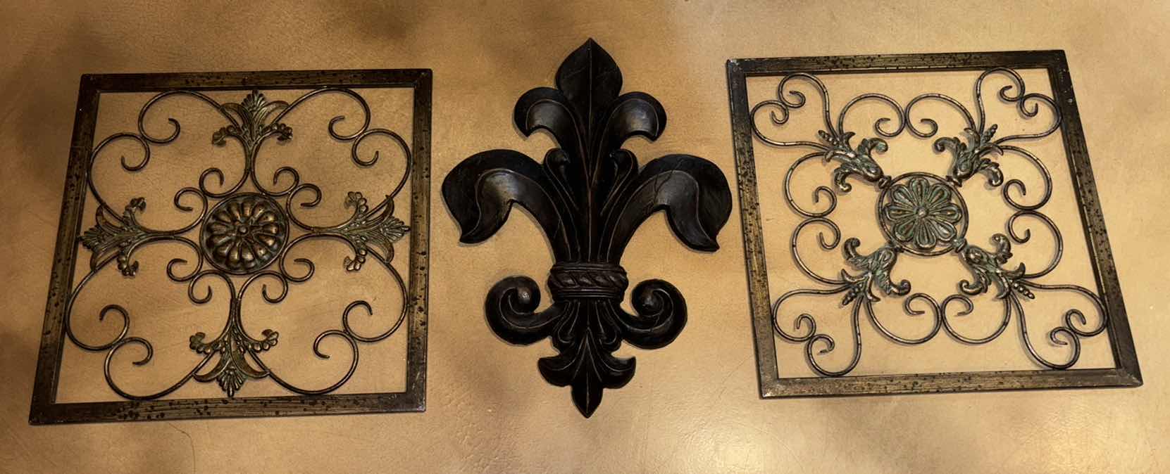 Photo 1 of FLEUR DE LIS WALL DECOR 13” x 18” & WROUGHT IRON WALL DECOR (2)