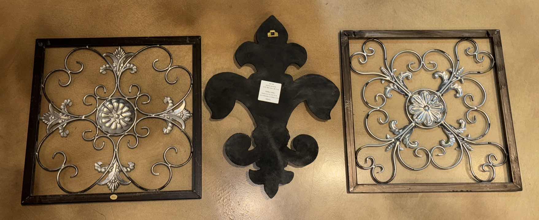 Photo 2 of FLEUR DE LIS WALL DECOR 13” x 18” & WROUGHT IRON WALL DECOR (2)