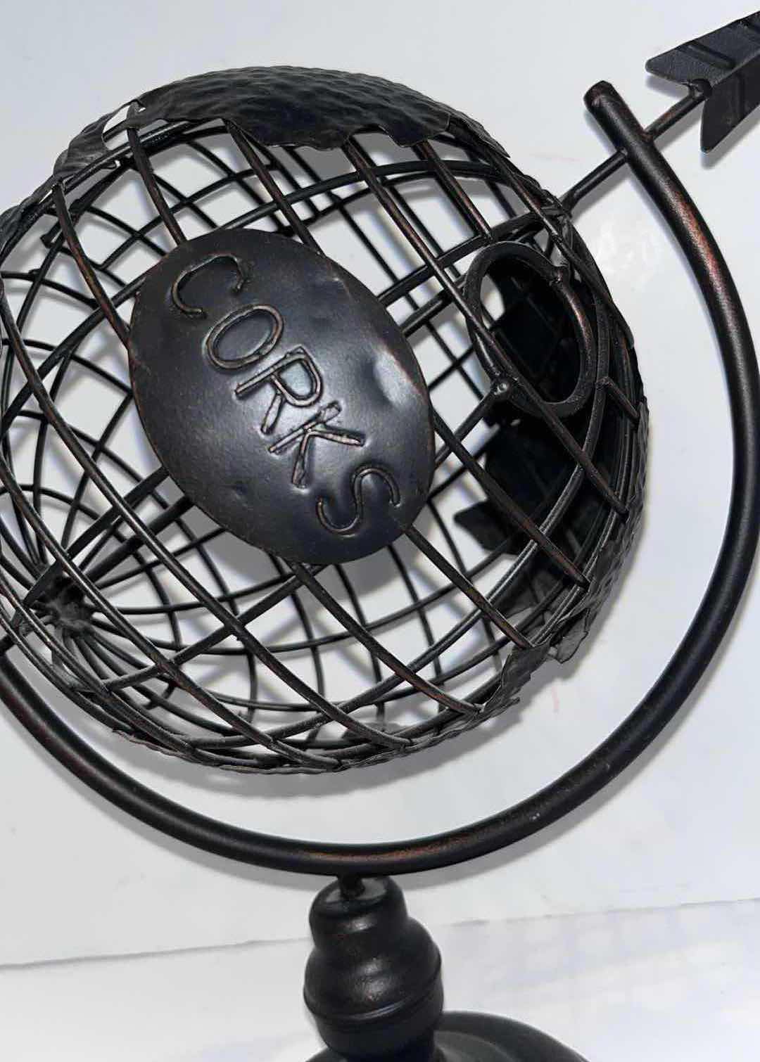 Photo 1 of METAL GLOBE WINE CORK CAGE STAND 14” X 12”