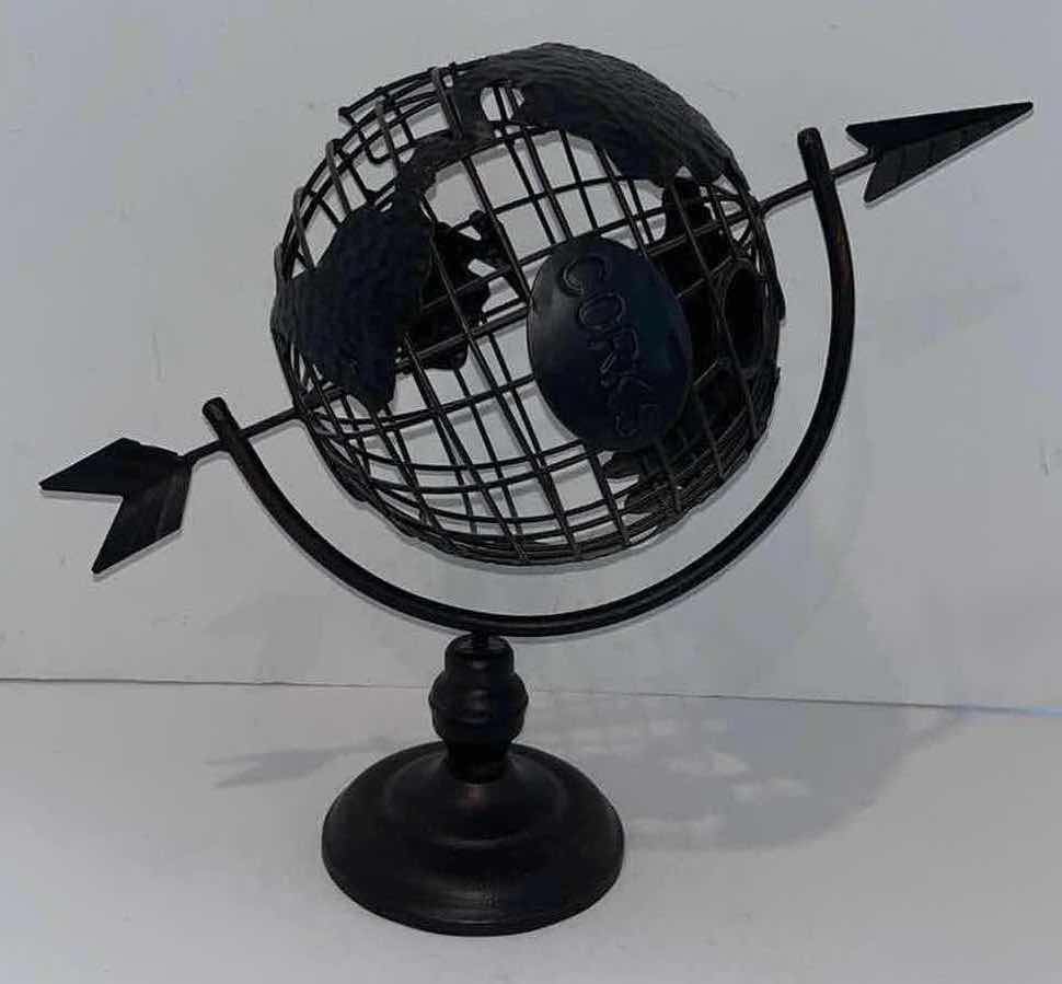 Photo 1 of METAL GLOBE WINE CORK CAGE STAND 14” X 12”