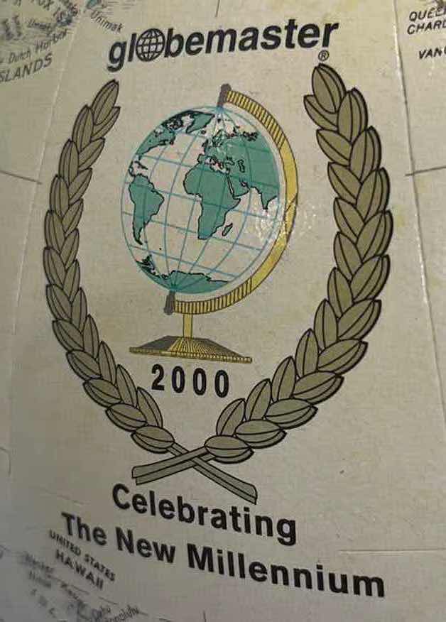 Photo 3 of GLOBEMASTER BY REPLOGLE GLOBES, INC. TAN WORLD CLASSIC SERIES GLOBE WITH GREEN PLASTIC AXIS 12" X 16.25"