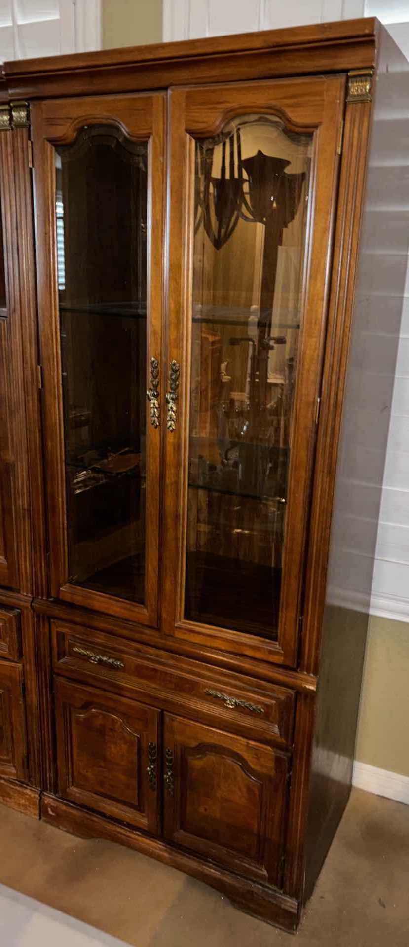 Photo 1 of BROYHILL 2PC HUTCH/ENTERTAINMENT CENTER SET 19.5” X 34” H75.25” & 19.5” X 30” H75.25”