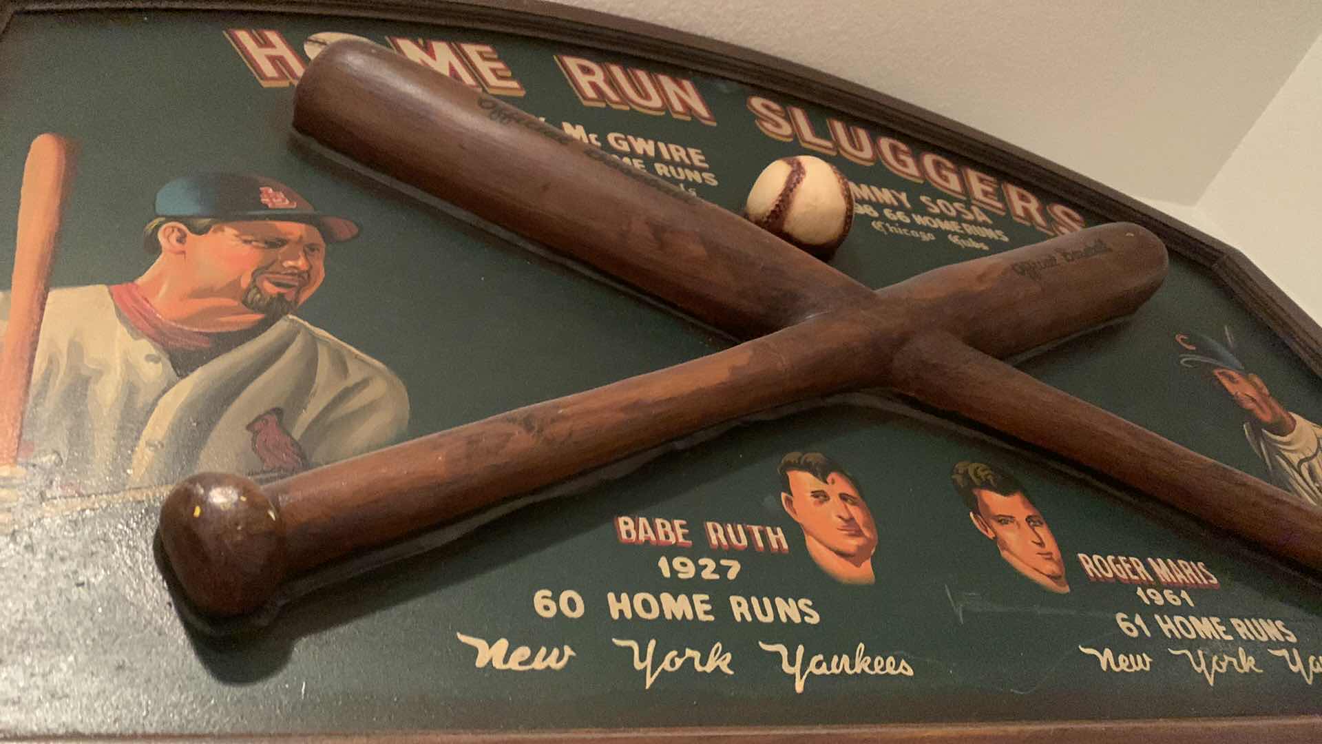 Photo 2 of HOME RUN SLUGGERS 3D ARTWORK RUTH, MARIS, MCGWIRE, SOSA 36” X 24”