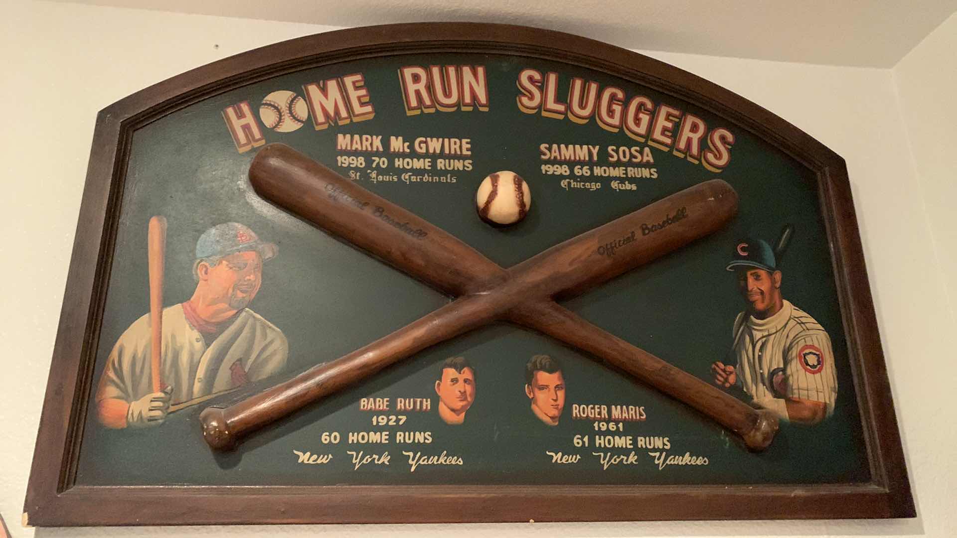 Photo 1 of HOME RUN SLUGGERS 3D ARTWORK RUTH, MARIS, MCGWIRE, SOSA 36” X 24”
