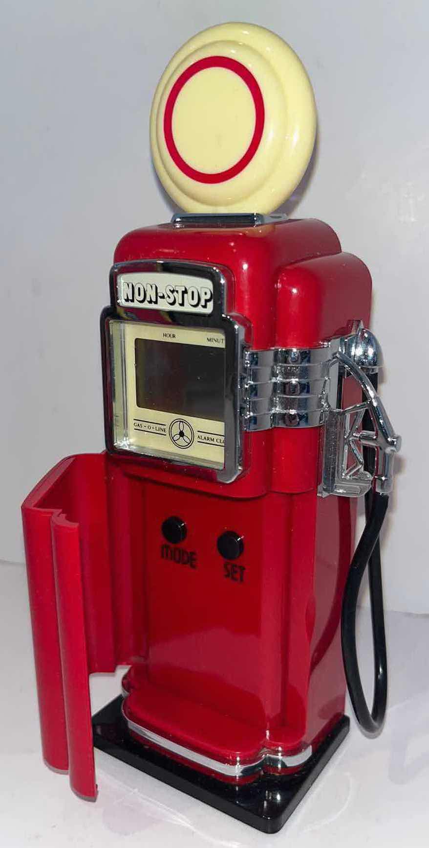 Photo 1 of MARKSMAN “PRE-WAR” STYLE  GASOLINE PUMP NIGHTLIGHT ALARM & CLOCK 2.25” X 3” H8.5”