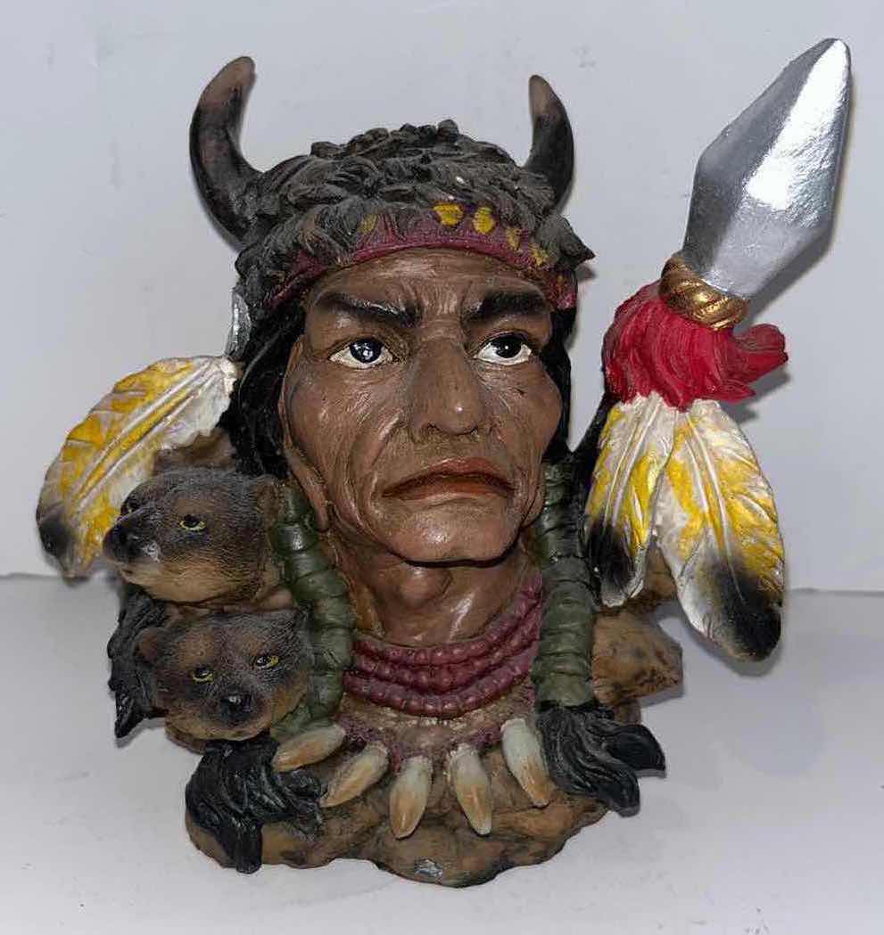 Photo 1 of 2- NATIVE AMERICAN CHIEF BUSTS (TALLEST IS 6”)