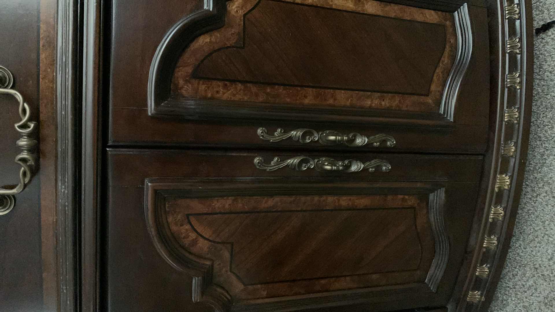 Photo 3 of HARDWOOD ORNATE 9 DRAWER DRESSER 66” X 17” H 39”