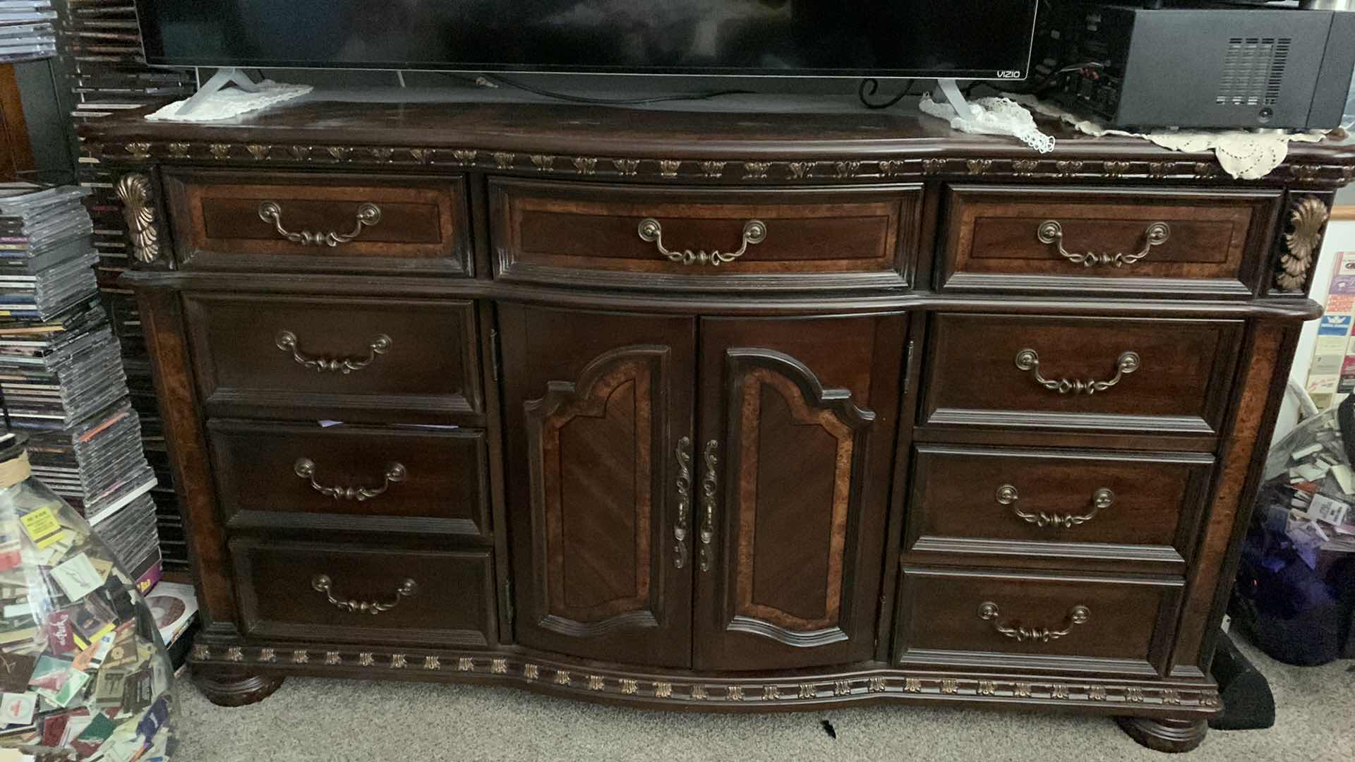 Photo 1 of HARDWOOD ORNATE 9 DRAWER DRESSER 66” X 17” H 39”