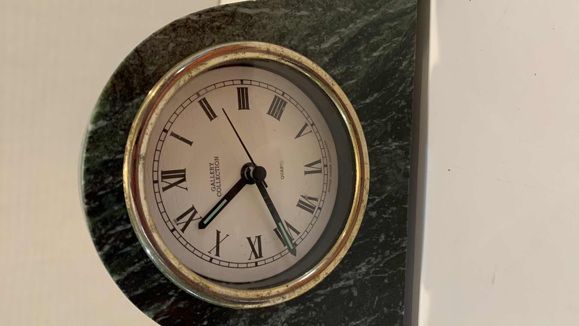 Photo 1 of GALLERY COLLECTION GREEN MARBLE TABLE CLOCK