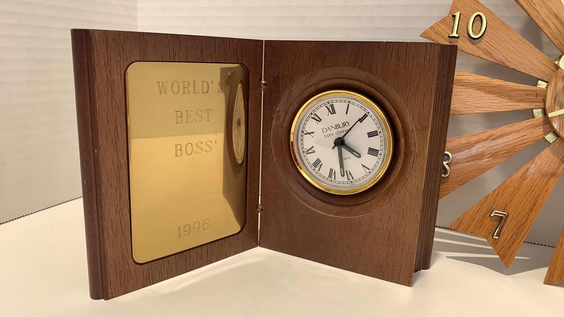 Photo 1 of 2 WOOD TABLE AND WALL CLOCKS