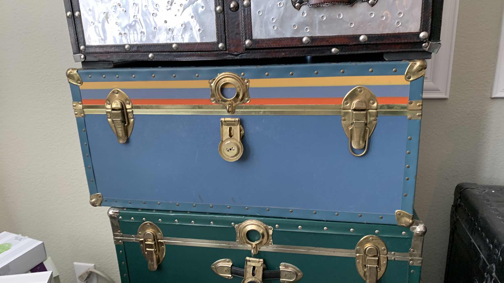 Photo 1 of GREEN COLOR STORAGE TRUNK 31”x15”x17”