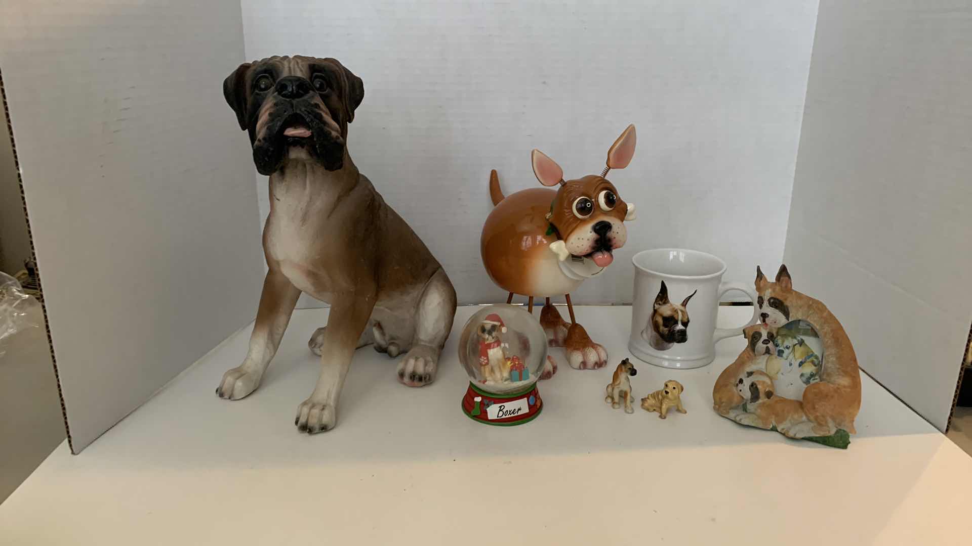 Photo 1 of 7 PCS BOXER DOG FIGURES AND MUG AND PIC FRAME