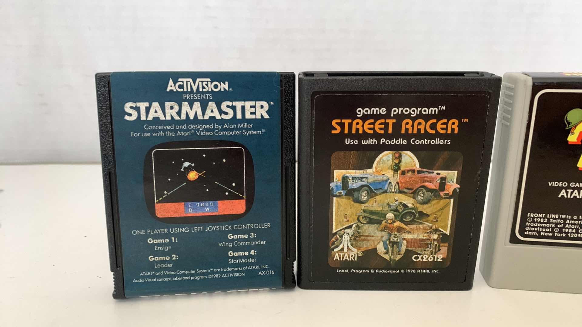Photo 1 of 4 PCS VINTAGE ATARI 2600 GAMES: STARMASTER, STREET RACER, FRONT LINE, AIR SEA BATTLE