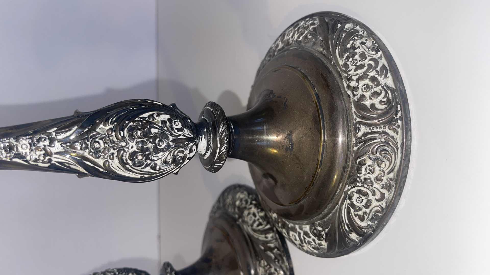 Photo 1 of 2-HERITAGE 1847 ROGERS BROS SILVER PLATED VINTAGE CANDLE HOLDER BASE 5.5” X 11”