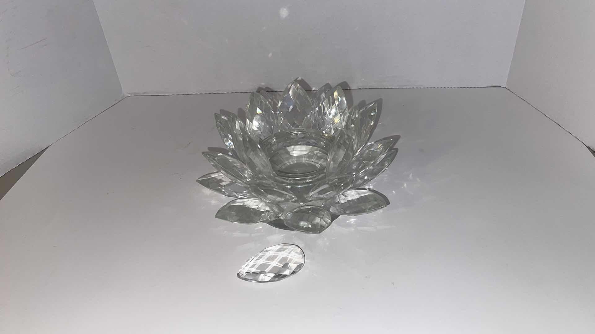 Photo 1 of CRYSTAL LOTUS CANDLE HOLDER 9” X 6”