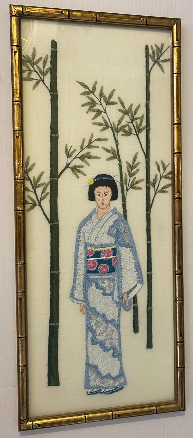 Photo 1 of 3-JAPANESE “GEISHA” EMBROIDERED WALL ART 13”x30”H