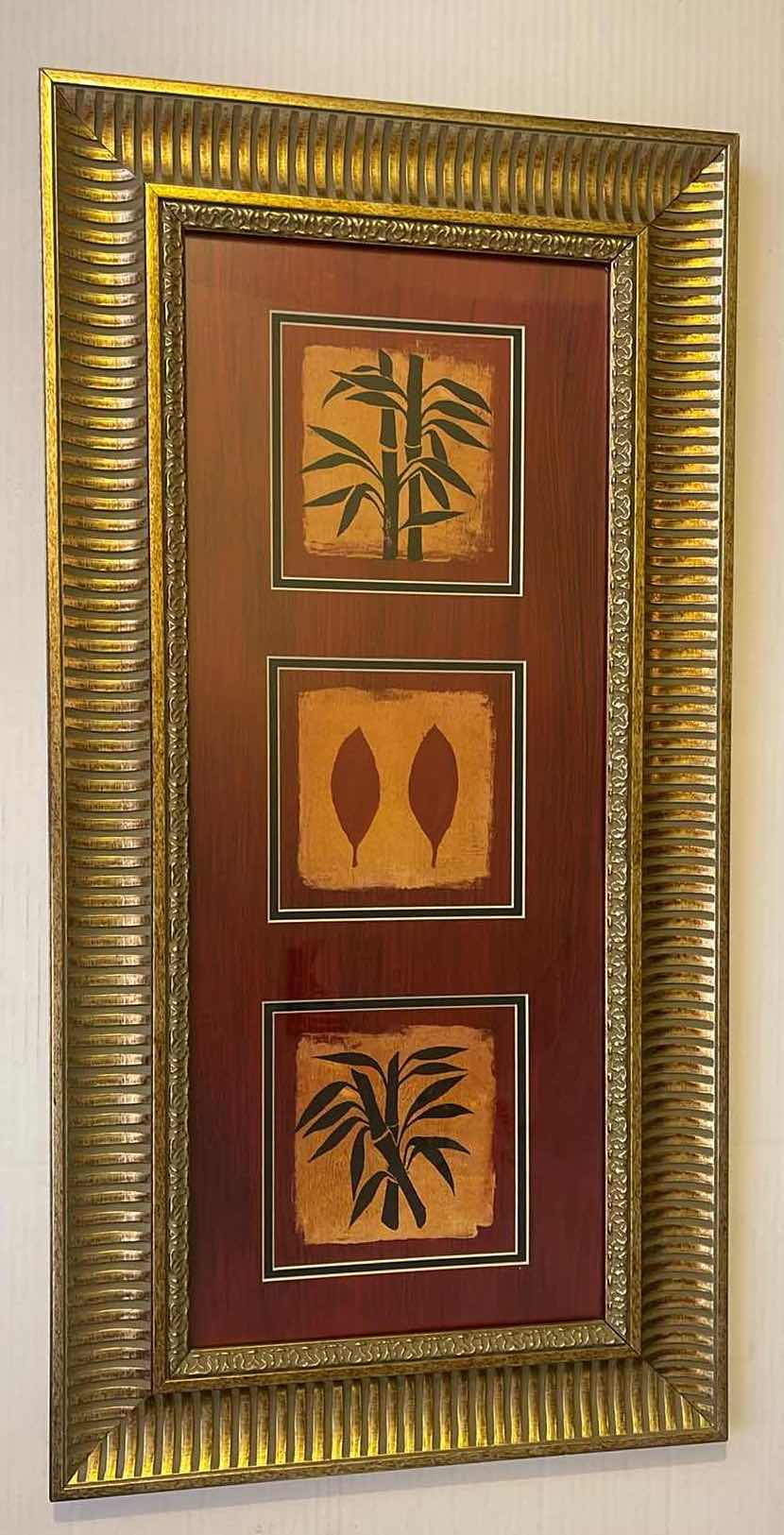 Photo 1 of GOLDEN FRAMED ORIENTAL “BAMBOO” ARTWORK 13” X 36”
