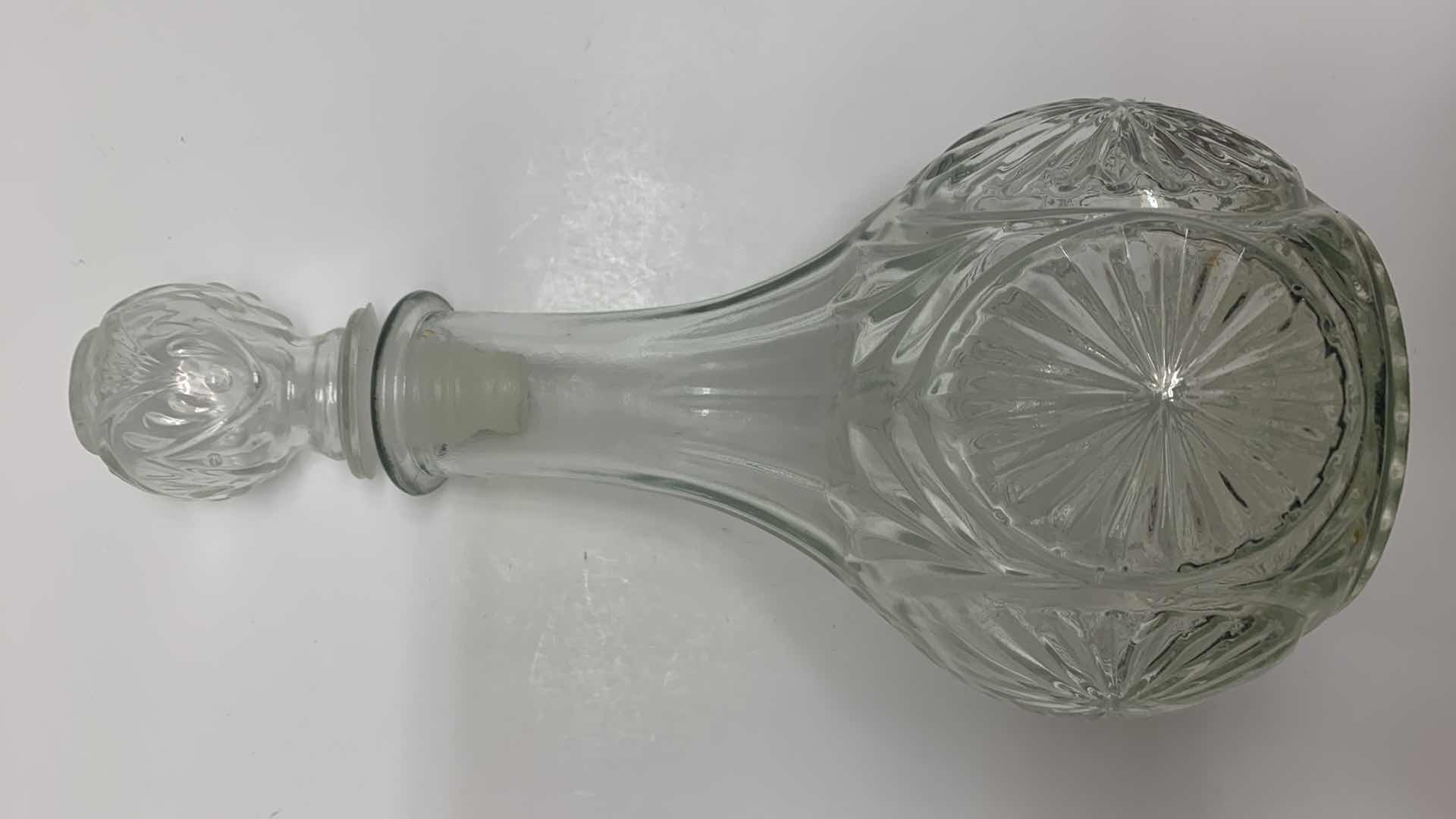 Photo 1 of CRYSTAL WINE WHISKEY DECANTER GLASS BOTTLE WITH STOPPER 10”TALL