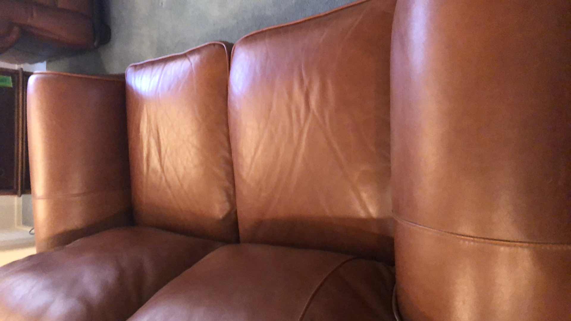 Photo 1 of ELEANOR RIGBY CLASSIC AMADEUS CANYON LEATHER LOVESEAT 67” X 43” H 47”