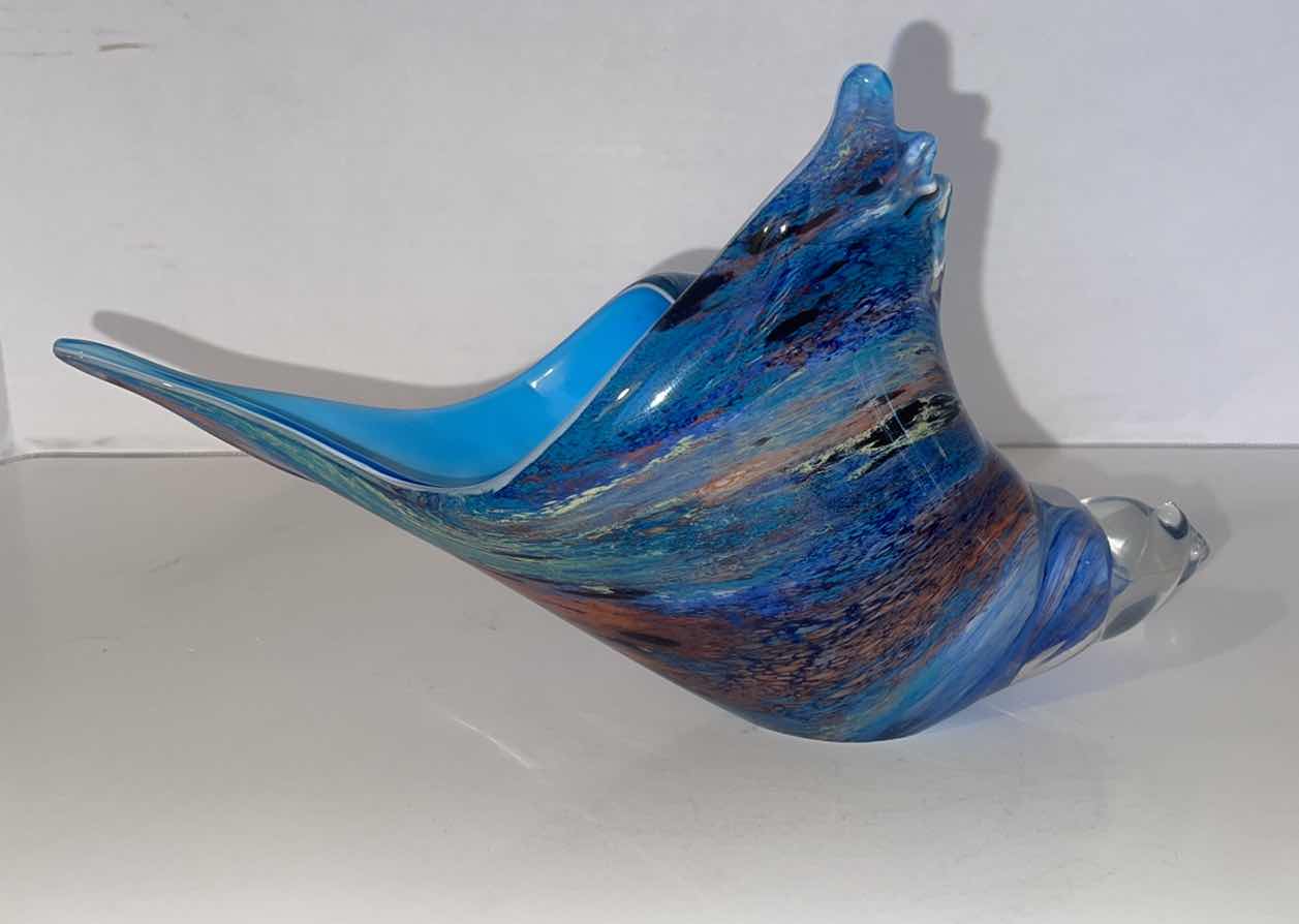 Photo 1 of HANDBLOWN GLASS CONCH SHELL PAPER WEIGHT 11”X6”H