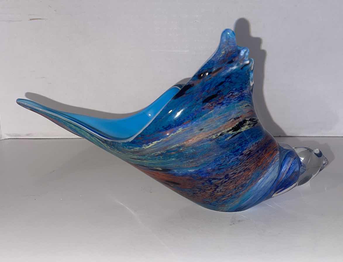Photo 1 of HANDBLOWN GLASS CONCH SHELL PAPER WEIGHT 11”X6”H