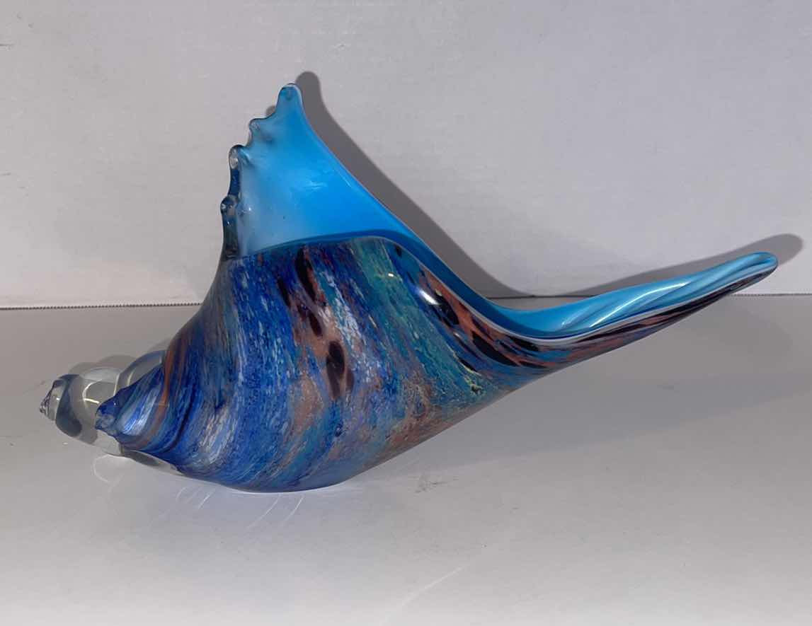 Photo 1 of HANDBLOWN GLASS CONCH SHELL PAPER WEIGHT 11”X6”H