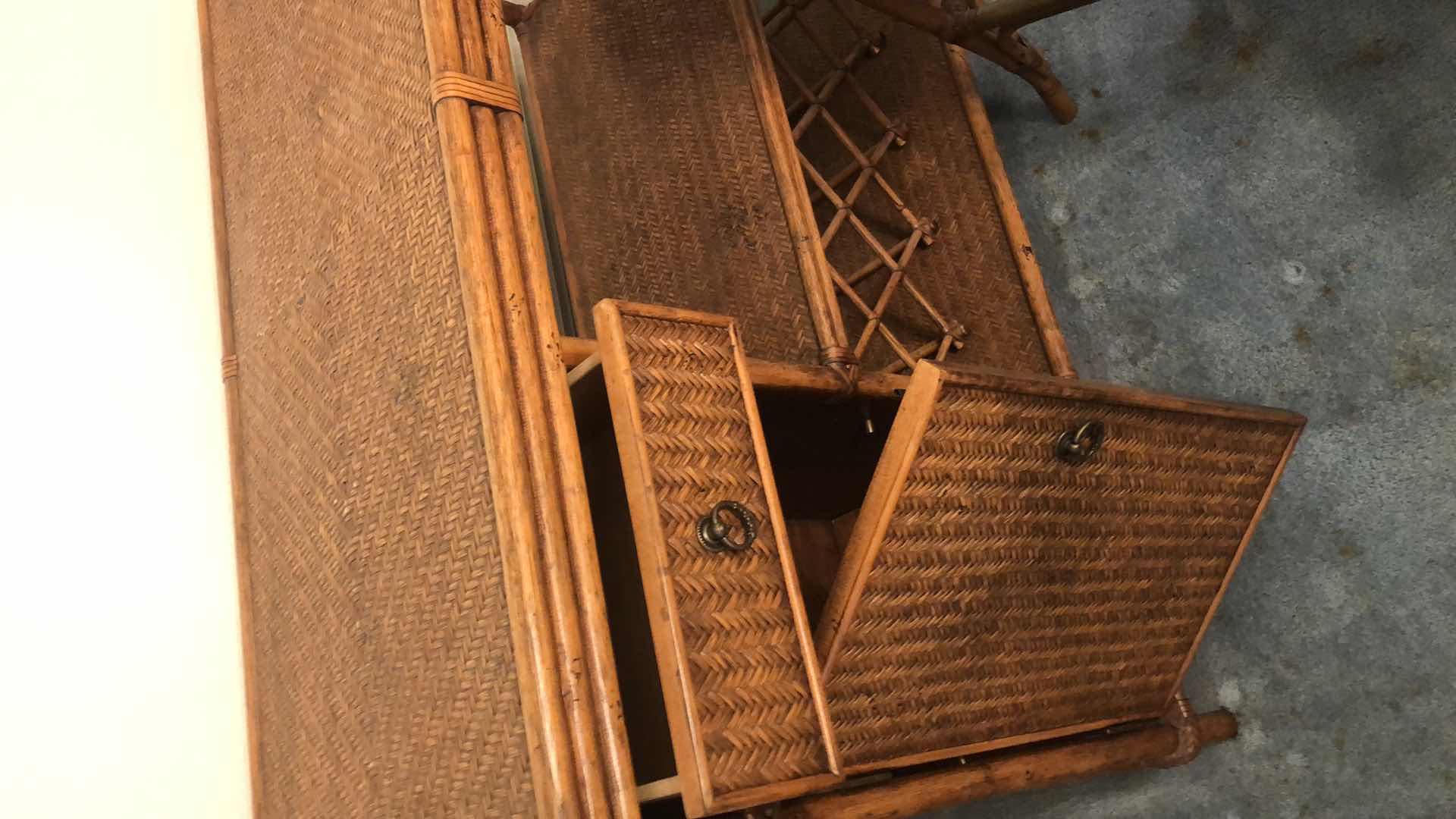 Photo 1 of BAMBOO AND RATTAN DRY BAR WITH CHAIRS 54” X 24” H 39”