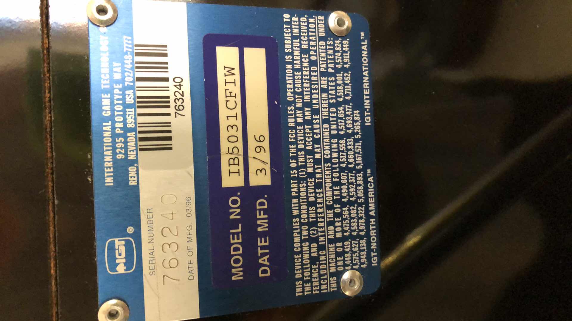 Photo 1 of LAS VEGAS IGT 1994 CLASSIC RED WHITE AND BLUE SLOT MACHINE WITH PEDESTAL 21” X 25” H 61”