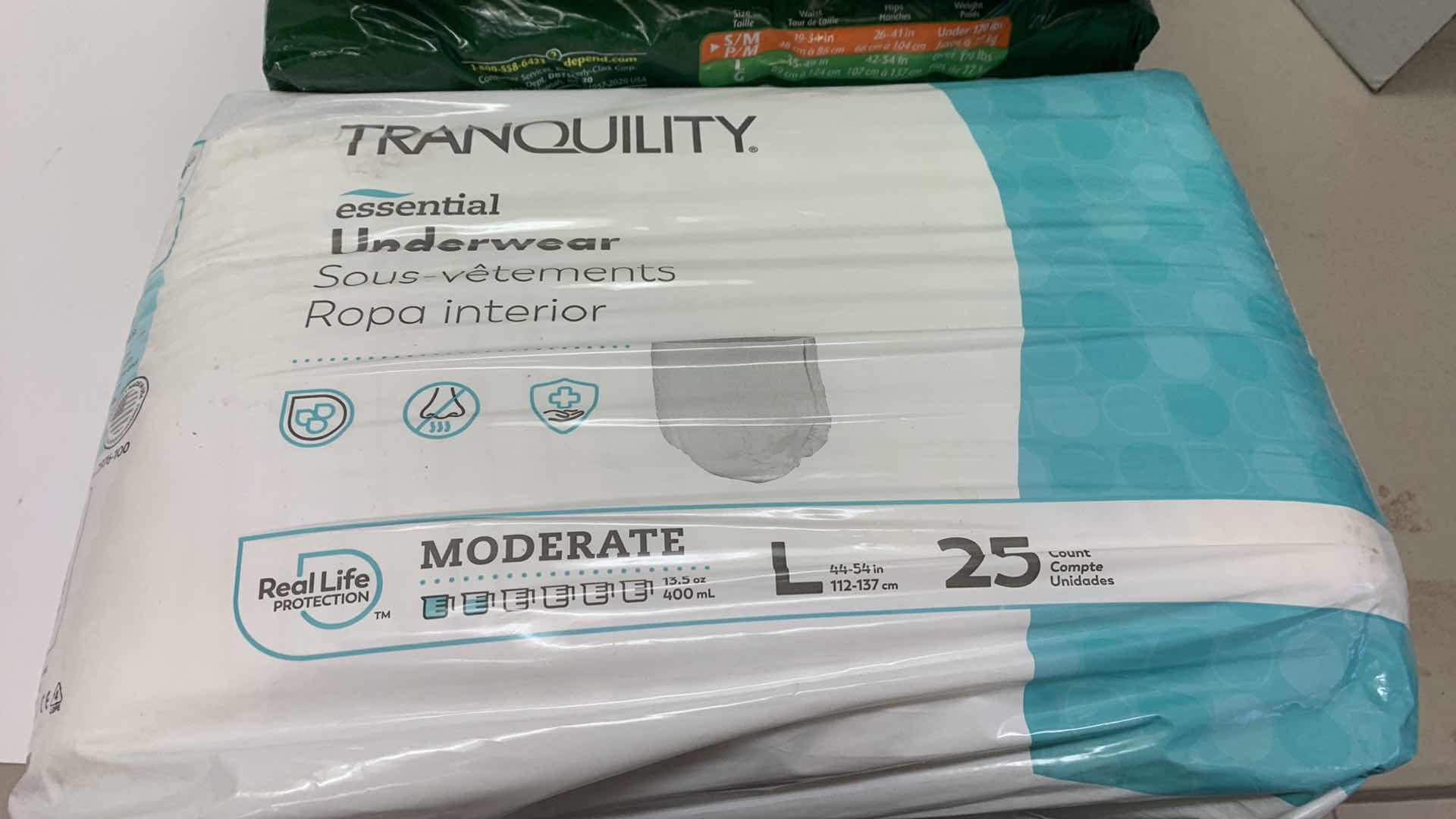 Photo 1 of 2 DEPEND PROTECTION WITH TABS AND TRANQUILITY UNDERWEAR