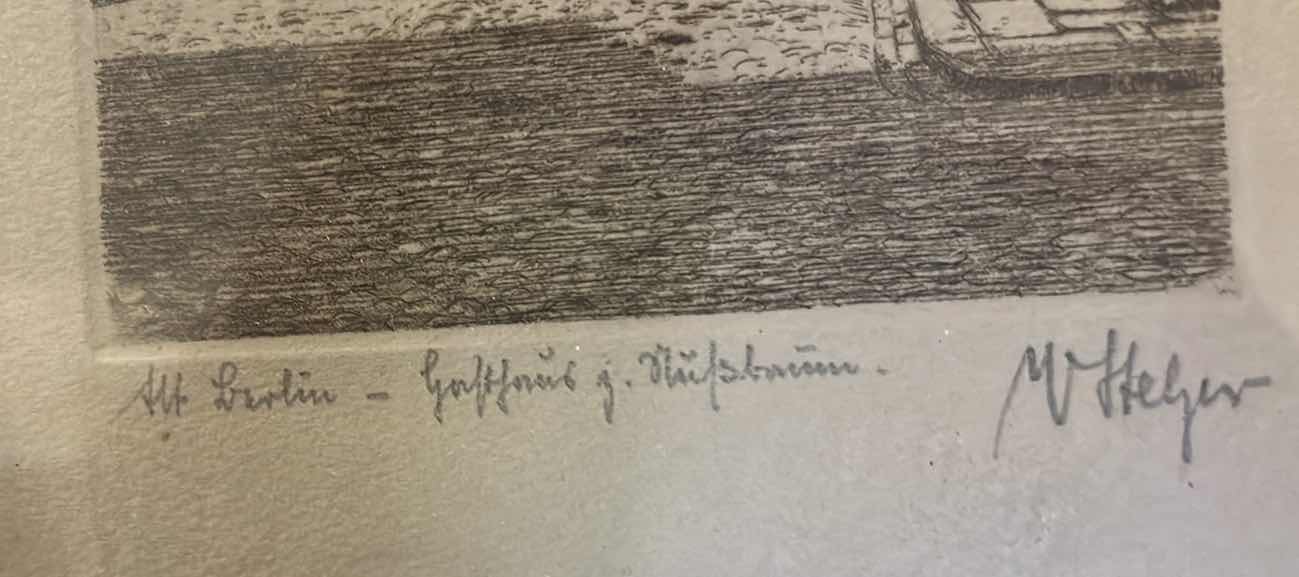 Photo 1 of FRAMED ANTIQUE ETCHING SIGNED BY ARTIST ARTWORK 9 1/4" X H 11”