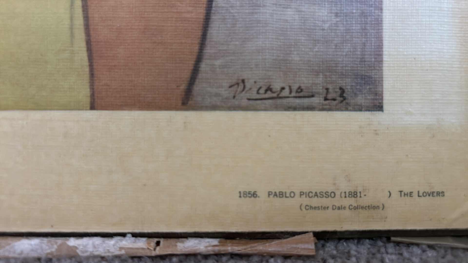 Photo 1 of PRINT - PABLO PICASSO, “THE LOVERS” SIGNED ARTWORK 11” x H14”