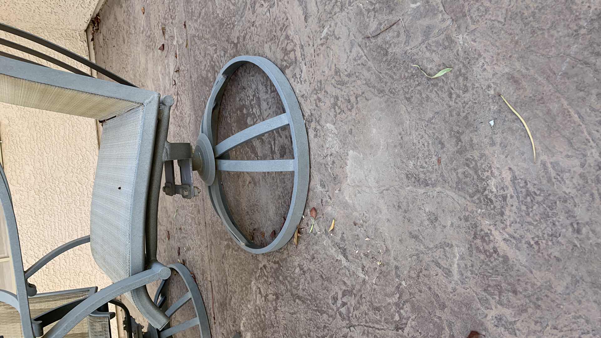 Photo 1 of ALUMINUM PATIO TABLE W 4-SWIVEL ROCKING ARM CHAIRS