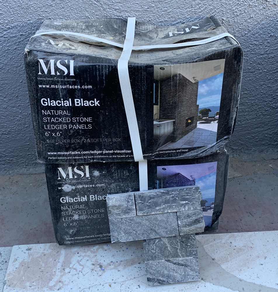 Photo 1 of 2-MSI GLACIER BLACK NATURAL STACKED STONE LEDGER PANELS 6” X 6” 5 SETS PER BOX 2.5 SQFT PER BOX