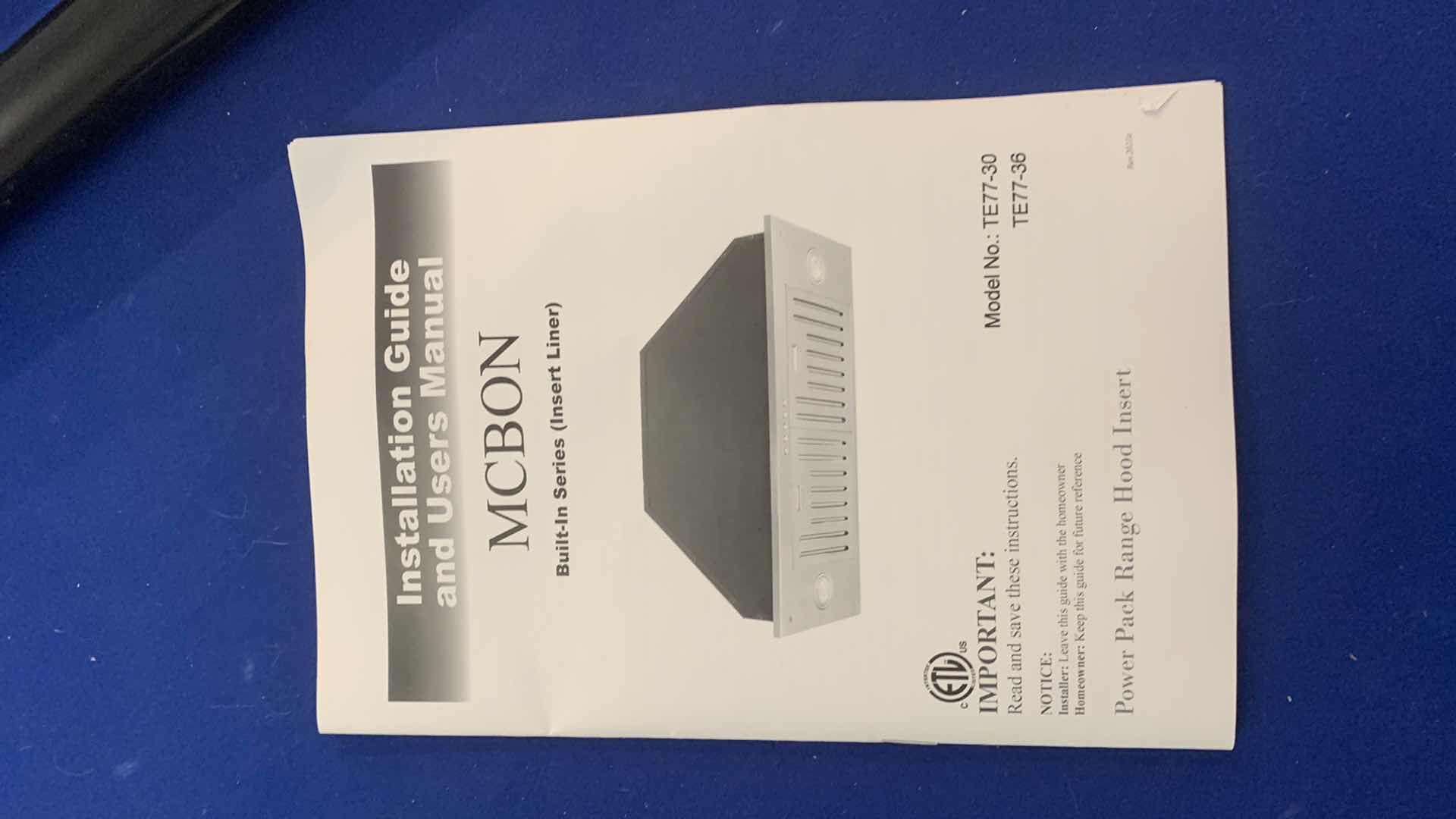 Photo 1 of MCBON POWER PACK RANGE HOOD INSERT 30” IE71-BLACK-1