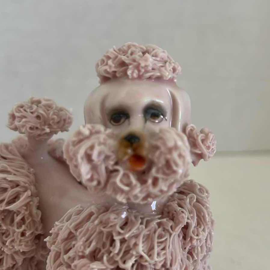 Photo 1 of 1960s VINTAGE KREISS PINK SPAGHETTI PINK POODLE DOG 4”